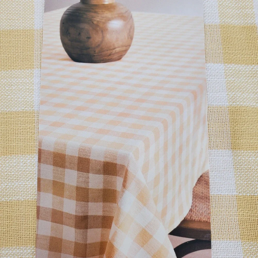 Mingle & Co Yellow Gingham Round Tablecloth 70 Inch Farmhouse Cottagecore Spring